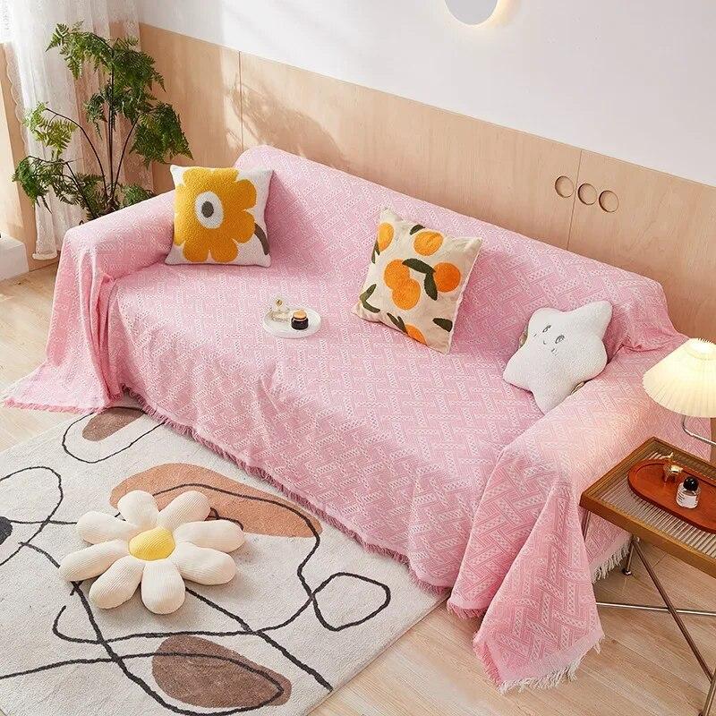 Покрывало для дивана Nordic Double Mat Ins Minimalist Anti Slip Solid Color Sofa Towel Двустороннее всесезонное покрывало для дивана