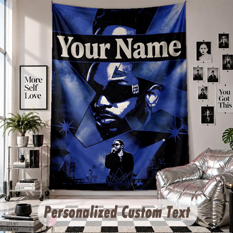 Wall Hanging Tapestry With Custom Name & Text, Kendrick Lamar Decorative Tapestry For Bedroom