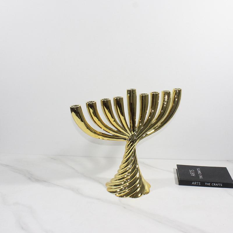 Creative Metal Candle Holder Nine Gold Geometric Twist Candle Stands Candlestick Fishtail Centerpieces Home Decoration