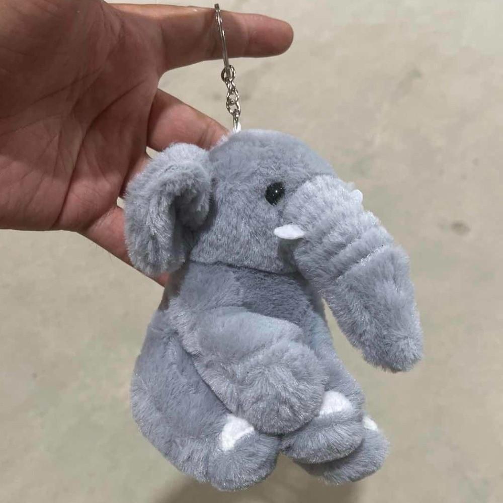 Cute Cartoon Elephant Keyring Soft Animal Bag Pendant Plush Stuffed Keychain Backpack Decoration