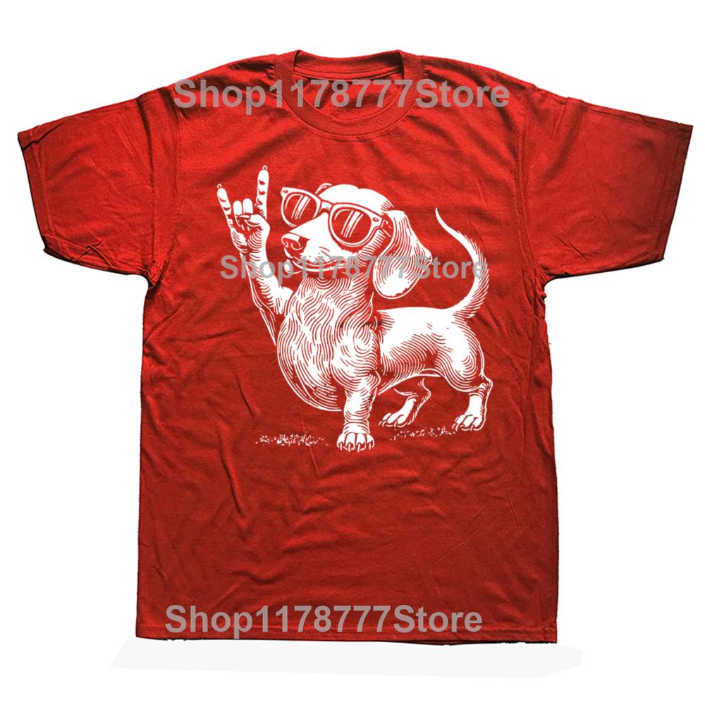 Rock Music Funny Heavy Metal Dachshund Dog T Shirts Cotton Birthday Gifts Mens Clothing Fashion Casual Loose Oversized T Shirt