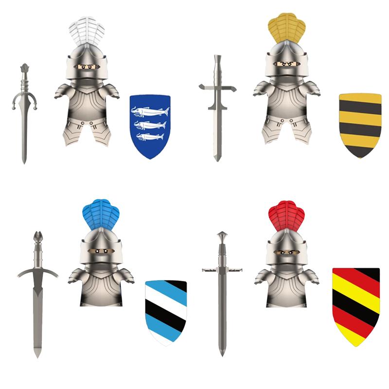 Средневековый Замок Солдат Фигурки Действия Строительные Блоки Дракон Аниме Рыцарь Аксессуар Боевой Конь Ополчение Шлем Щит Игрушка Подарок S015