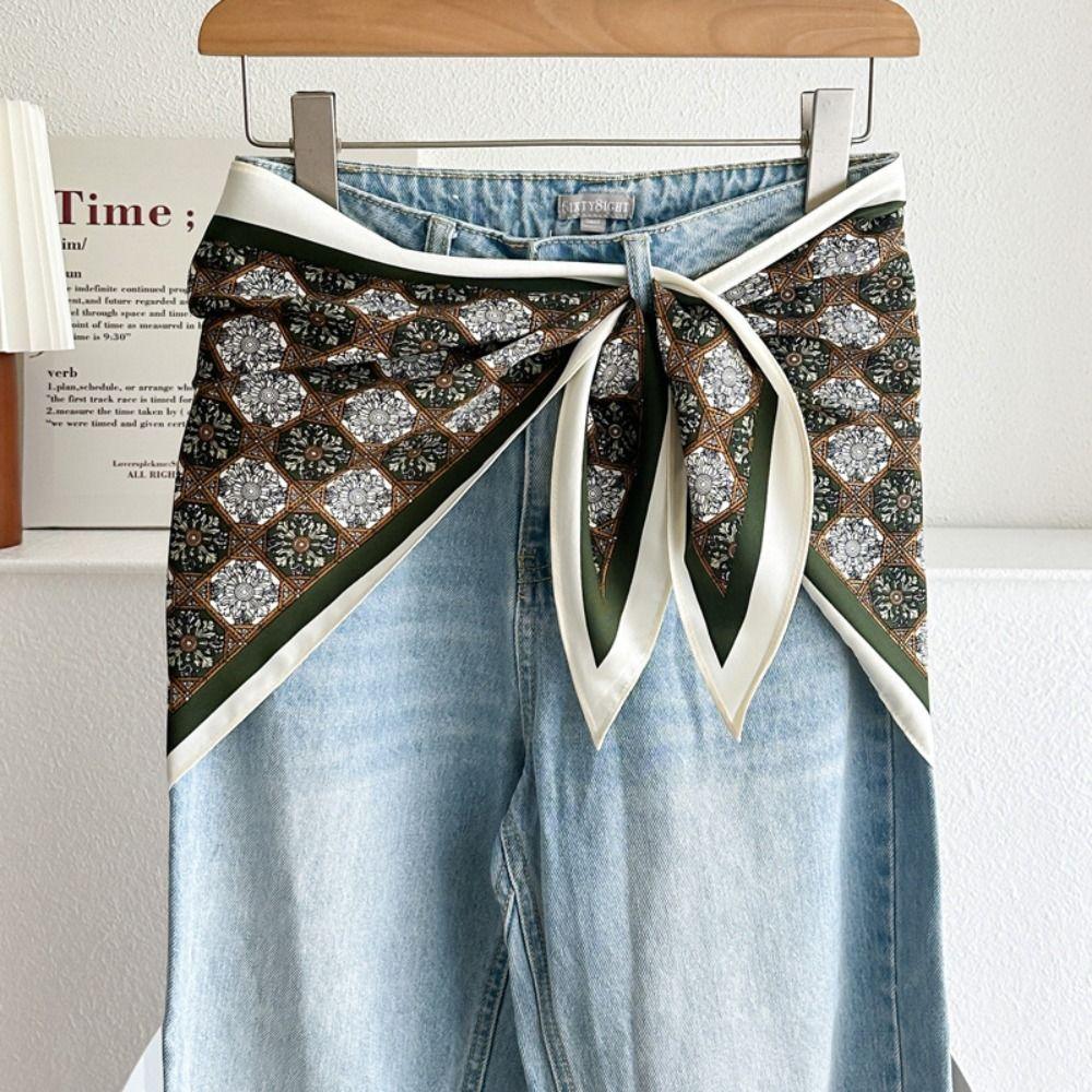 Satin Waist Triangle Scarf Belt Ethnic Style Shirt Extender Fashion Silk Scarf Women's Fashion