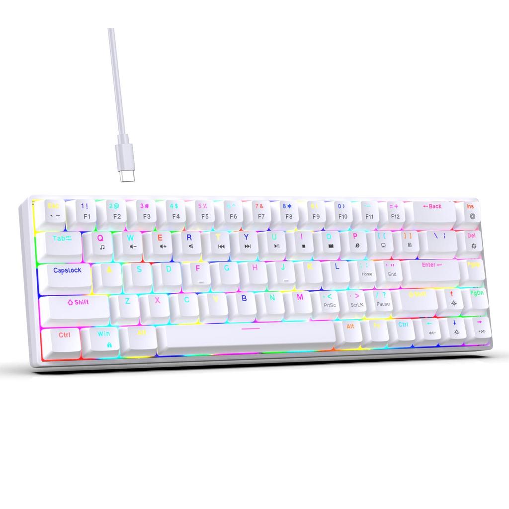 68 Клавиш Проводная Механическая Клавиатура RGB Подсветка Горячая Замена Компактный Дизайн для Игр