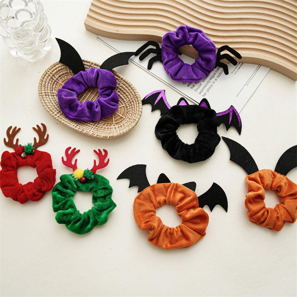 Hair Accessories Antler Bat Elastic Hair Bands Flannel Scrunchies Ponytail Holder Women Hair Rope