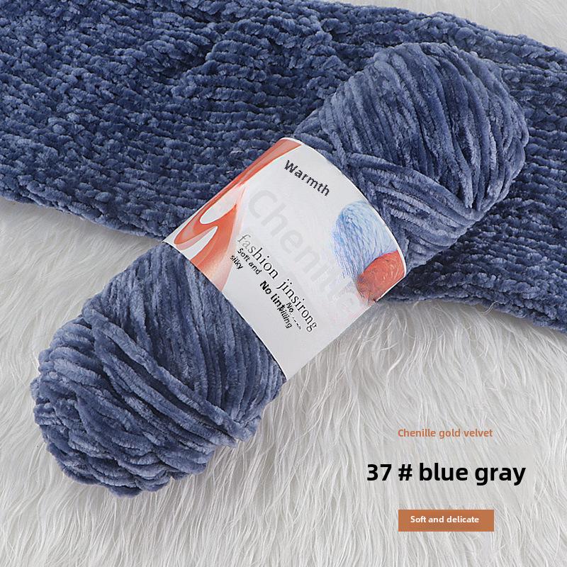 Вязаный шарф, шапка, тапочки крючком из золотистого бархата с шениллом, набор для самостоятельного вязания из кукольной шерсти