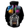 New Astronaut Pattern 3D Print Hoodie Casual Men's Pullover Sweatshirt