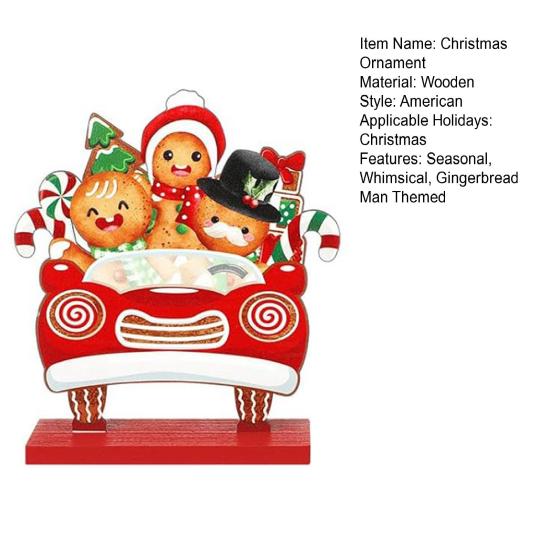 Рождественский деревянный орнамент, настольный знак в виде пряничного человечка, праздничный центральный элемент, украшение в виде пряничного человечка на Рождество