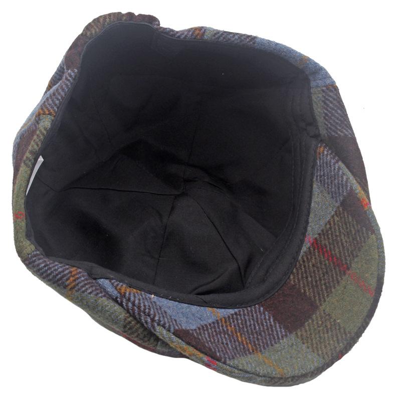Plaid Beret Autumn Winter Warm Forward Hat Male Newsboy Hat Octagonal Hat Paintsman Hat