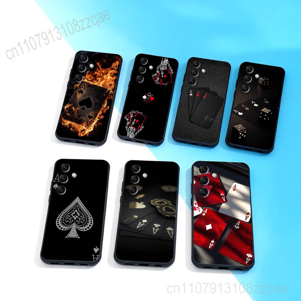 Poker Ace of Spades Phone Case For Samsung Galaxy A 22,71,53,52,51,72,73,5G,Note,J7,8,9 Soft Black Cover