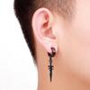 1 PC Men's Open Cuff Silver Black Sword Pendants Clip Earrings for Male Non-Piercing Ear Clips Fake Cartilage Earrings