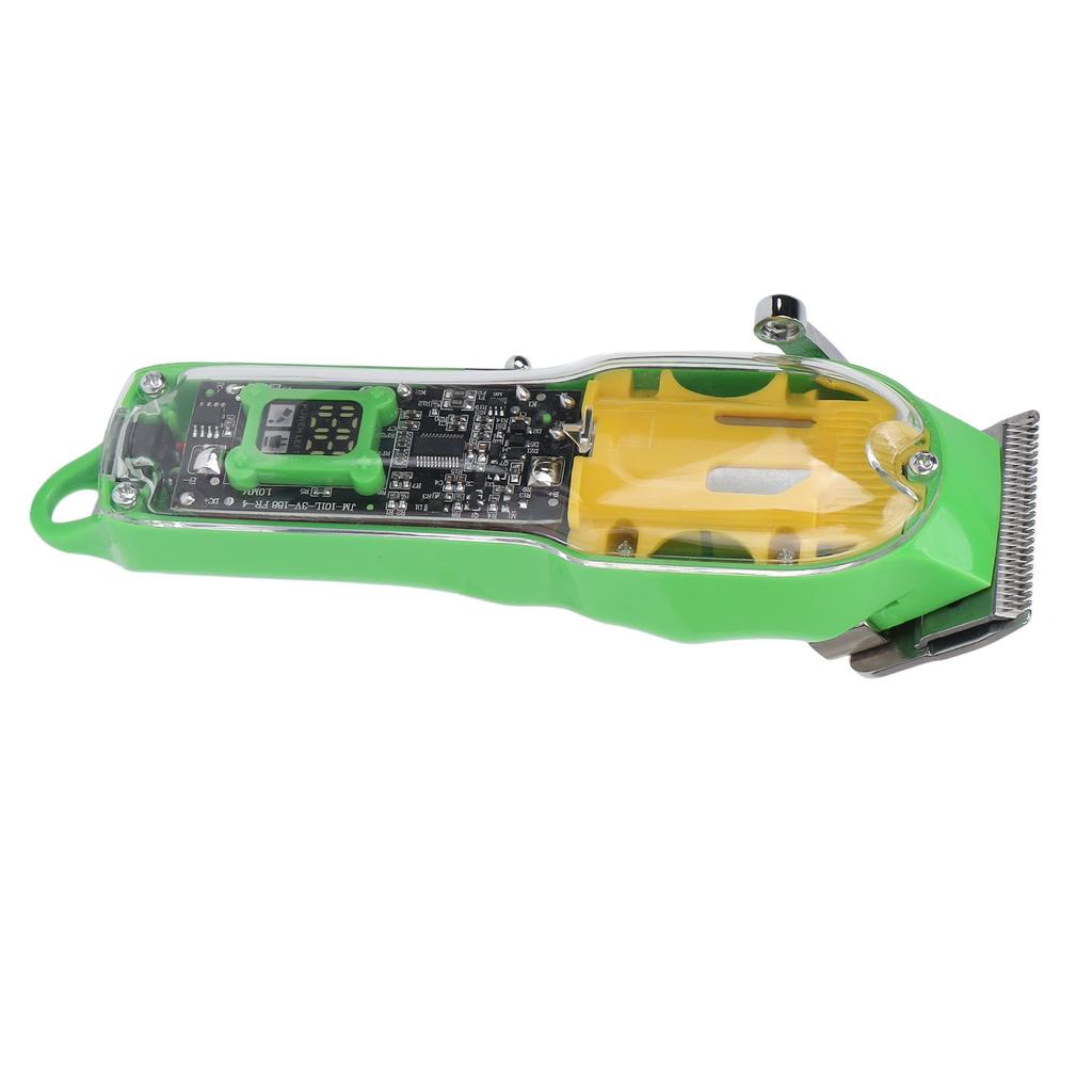 Electric Hair Clipper 8 Guide Combs USB Rechargeable Professional Hair Trimmer Transparent Green