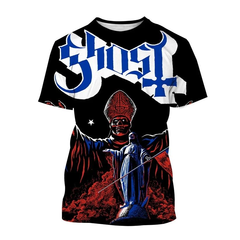 Новые футболки с 3D принтом Ghost Band для мужчин и женщин, повседневная модная уличная футболка, мужская футболка