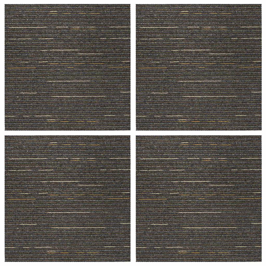 Modular Carpet Tile Striped Light Brown 50 x 50 cm 4 pcs
