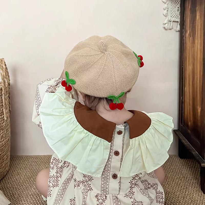 Babies' Knitted Hat Children Girls Beret Cute Cherries Decoration Hats