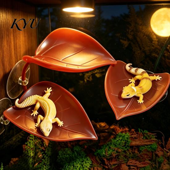 Terrarium Habitat Decor 1/2Pcs Reptile Basking Platform with Suction Cup, Gecko Lizard Turtle Artificial Leaf Tree Frog Resting Platform, Tank