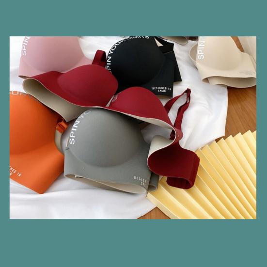 Women Bra Letter Print Adjustable Strap No Steel Ring Push Up Seamless Breast Support 3/4 Cup Stretch Women Brassiere Women Underwear