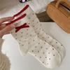 Cotton Sweet Girl Socks Double Layer Mid Tube Socks Festive Bow Socks Daily Wear
