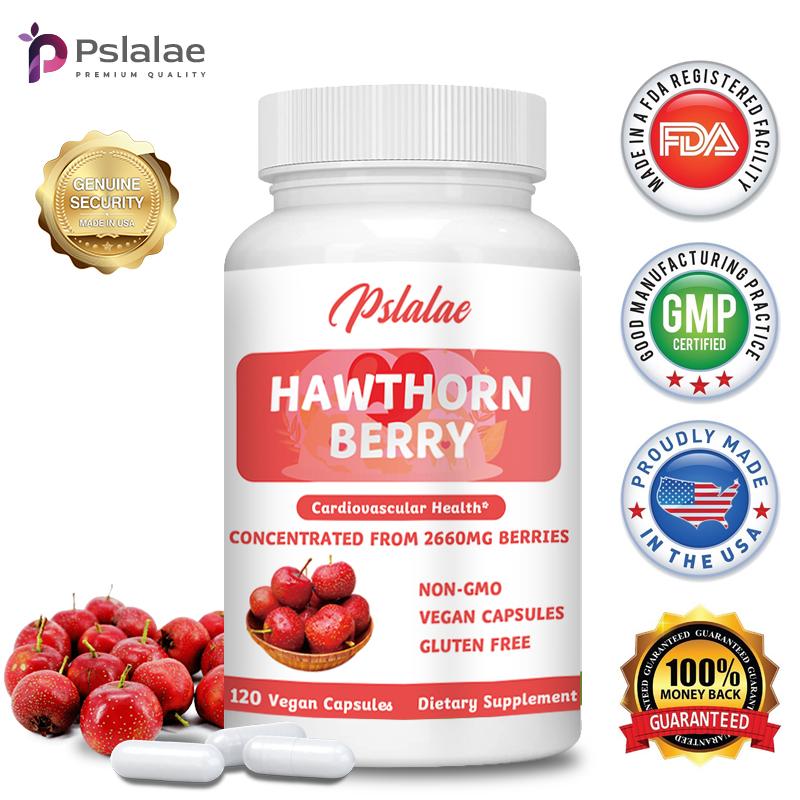 Hawthorn berry extract 2660 mg, 120 capsules. Helps maintain blood lipid levels and digestive system function.