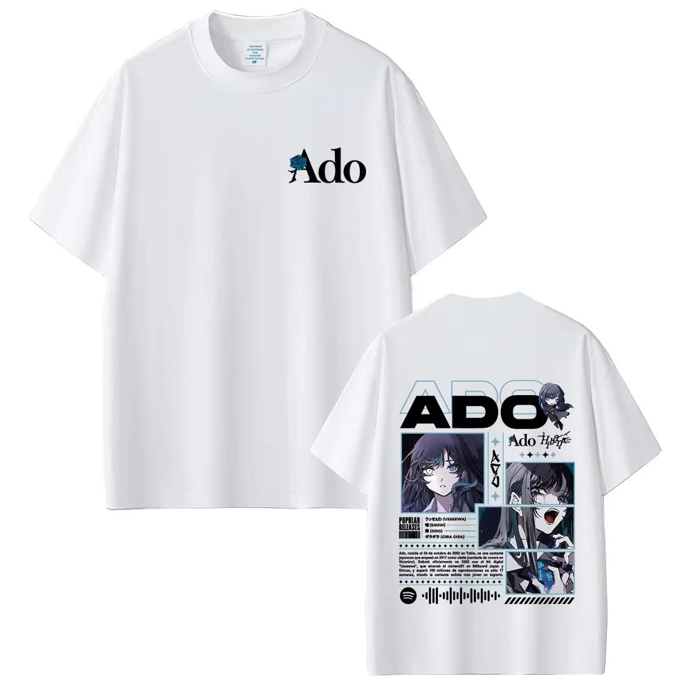 Ado Мировой тур 2025 Футболка Hibana Мужская мода Повседневная Мягкая хлопковая футболка Мужская Женская Мода Японский стиль Футболки с коротким рукавом
