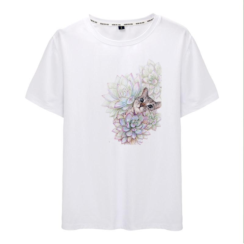 Cat Tshirt Unisex and Women Short Sleeve Cute Cat Print Cat Fashion Jacket Unisex and Women with The Same Tshirt Clothes Summer