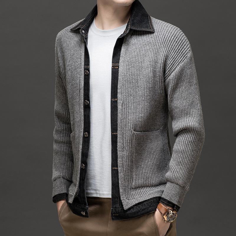 Мужской вязаный кардиган-свитер куртки корейского стиля Весна/Осень 2025