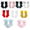Toddler Girls Bowknot/Mesh Ruffle Socks Baby Anti Slip Cotton Socks Princess Socks
