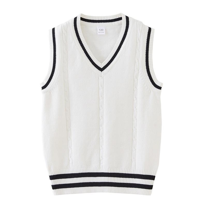 Korean Spring and Autumn Twisted V-neck Children's Knitted Vest Primary and Secondary School Uniform Boys and Girls Sweater Vest