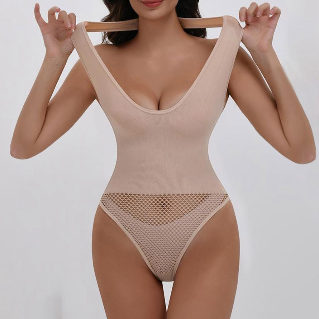 Женский модный боди-комбинезон для формирования фигуры, утягивающий талию, с поддержкой груди, Push-Up, с вырезом на шее, без спинки, с трусиками