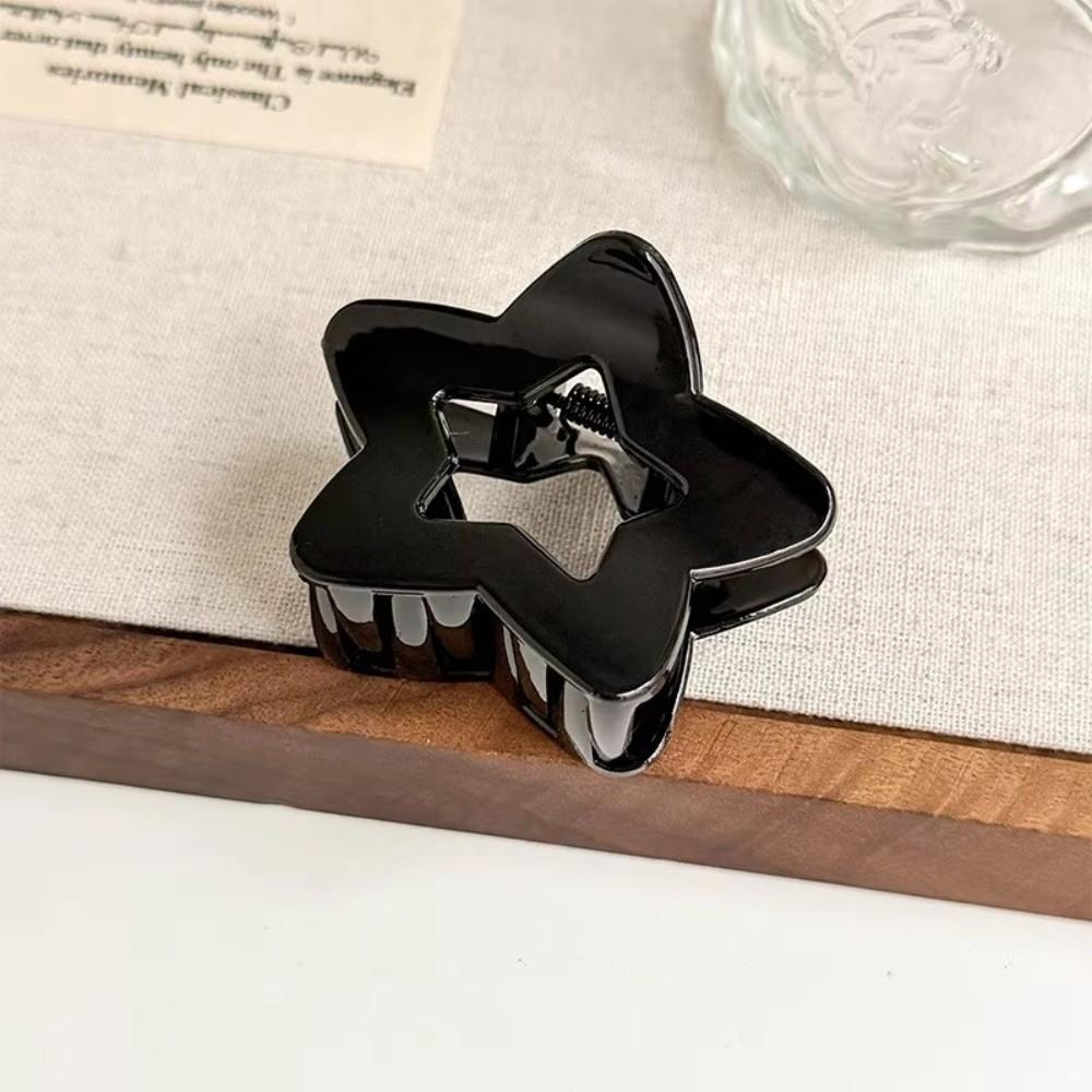 Plastic Star Hair Claw Clip Hollow Hair Accessories Vintage Coffee Hairpin For Women Girls