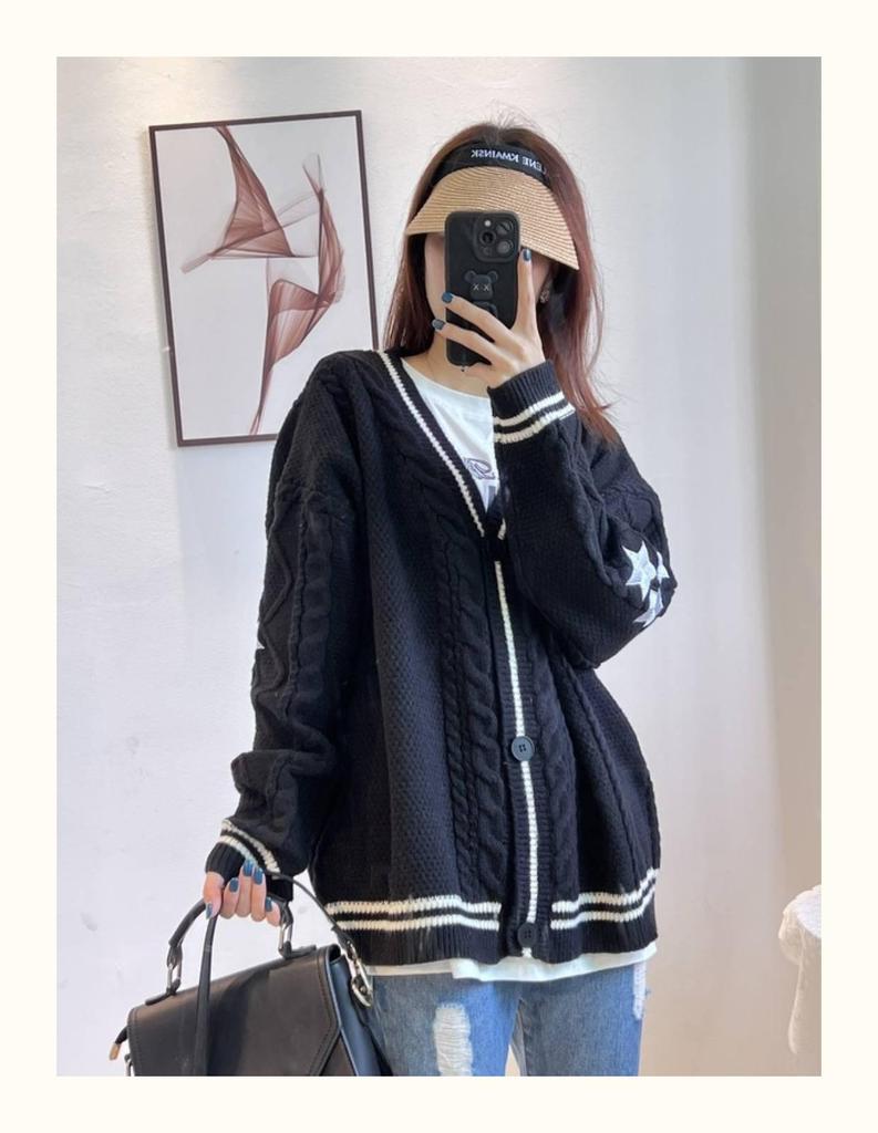 Женский вязаный кардиган Off-White с рукавами летучая мышь - Элегантный свитер с длинным рукавом для осени/зимы