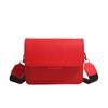 Solid Color Women's Bag Wide Shoulder Strap Small Square Bag Vintage Single Shoulder Crossbody Bag
