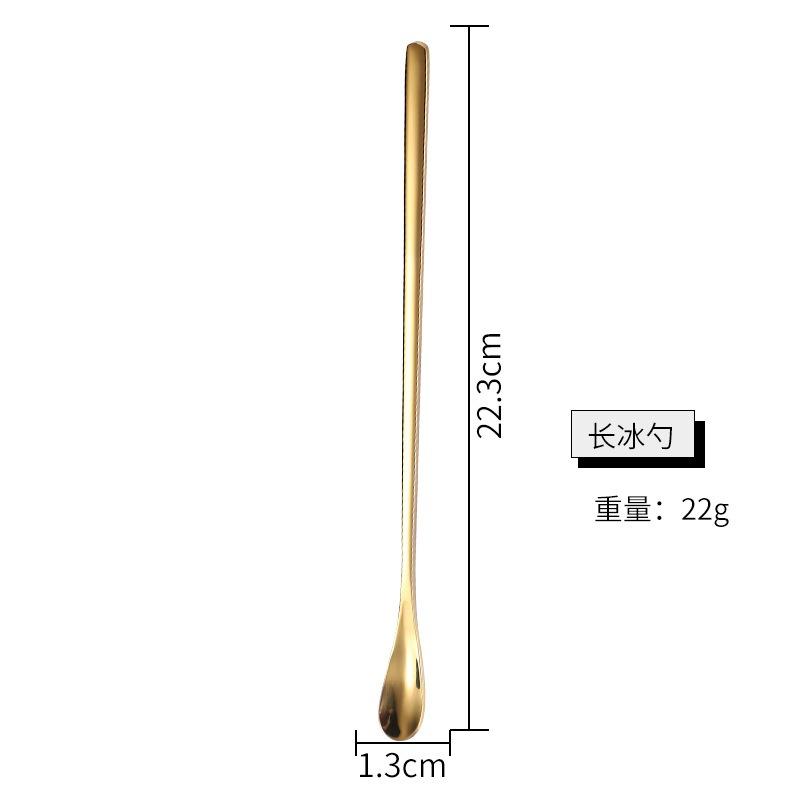 Stainless steel mixing spoon long handle coffee spoon dessert spoon creative ice spoon honey spoon milk tea bar spoon