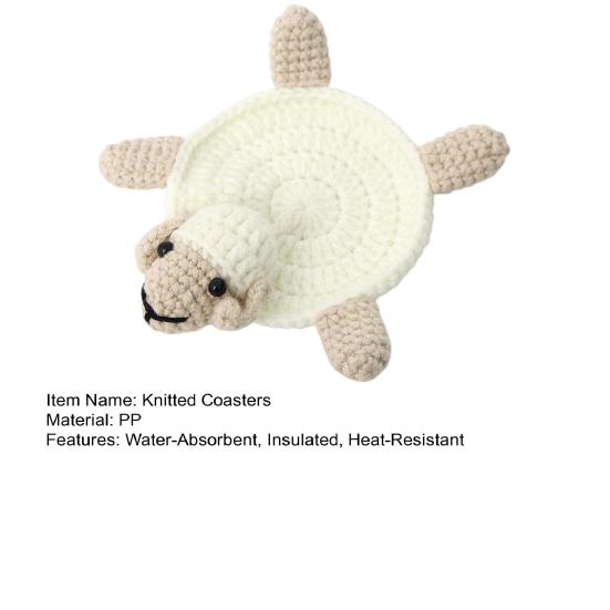Подставка под стакан Yousheng Knitted Turtle Coaster, очаровательные вязаные крючком коврики для чашек, термостойкие впитывающие салфетки для стола, нескользящие подставки под стаканы в виде овцы для кухни и офиса