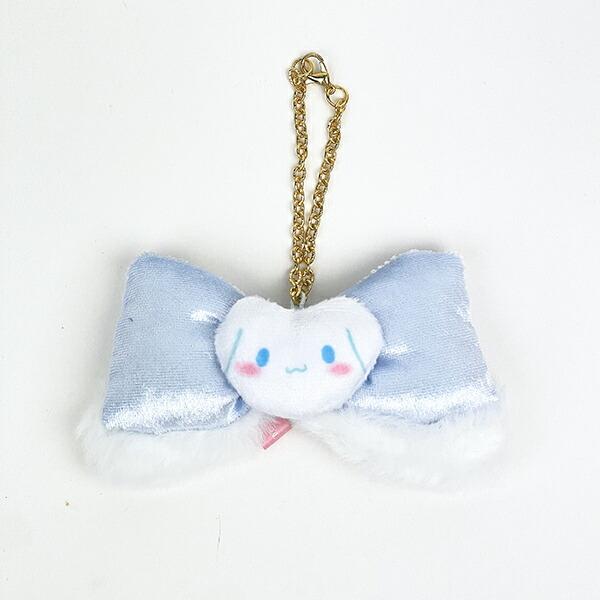 Sanrio Fluffy Ear Ribbon Bag Charm Cinnamoroll Keychain Mascot