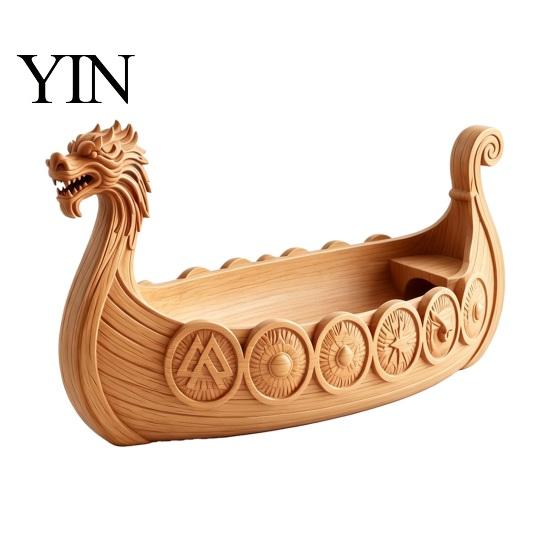 Functional Resin Art Decor Dragon Boat Storage Case, Decorative Space Saving Desktop Small Trinket Dish for Entryway Organizer, Matte Finish Sculpture