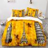 Paris Eiffel Tower Themed Duvet Cover Set City Landscape Sky Cloud Comforter Cover Home Decor Romantic Bedspread Cover King Size