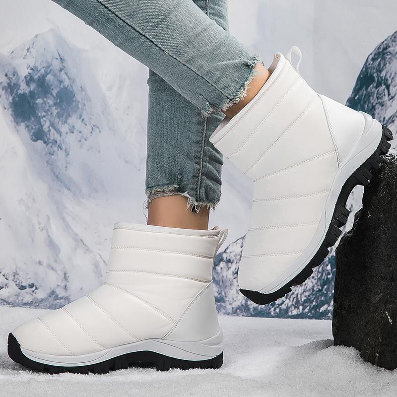 Ladies' Winter Fashionable Anti Slip Wear-resistant and Warm High Top Cotton Shoes with Added Fleece Outdoor Snow Boots