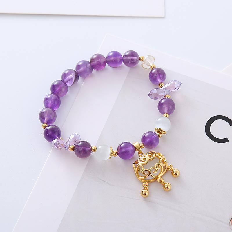 Natural Amethyst Bracelet Retro Bangles Women Fashion Jewelry Accessories Gift