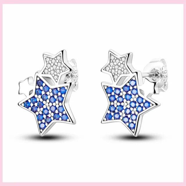 925 Silver Snowflake Butterfly Dragonfly Stud Earrings Avocado Star Moon Cat Paw Small Earrings For Women Jewelry Pendientes