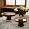 High-footed Wooden Plate Refreshment Tray Fruit Plates Cake Pan Snack Tray Dim Sum Plate Dessert Plates Cake Stand Display Stand