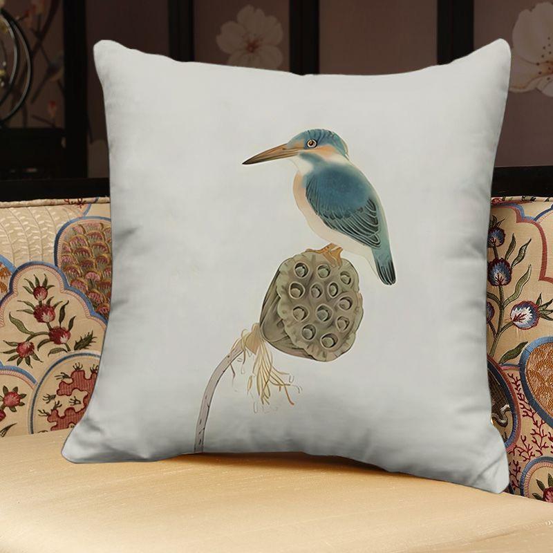 "Элегантные наволочки для декоративных подушек с цветочным узором лотоса - Чехлы на подушки в традиционном китайском стиле для домашнего декора"