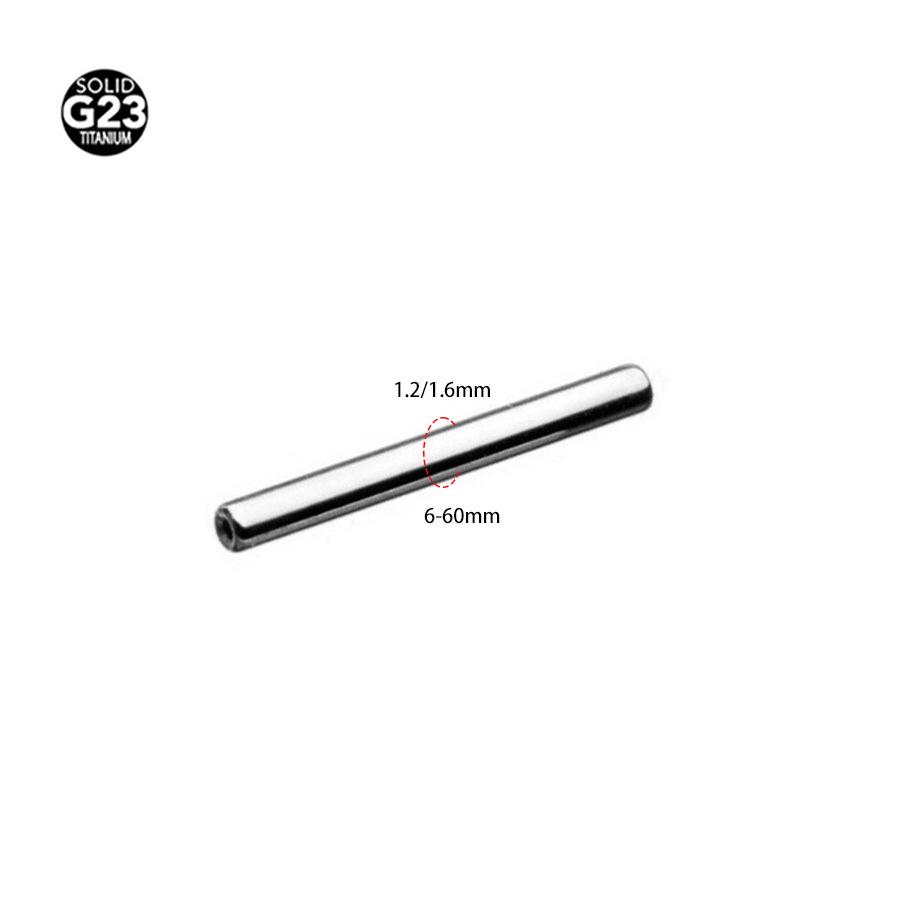 Пирсинг из титана G23 с внутренней резьбой, прямая штанга - 16G/14G для переносицы, языка и барабанной перепонки.