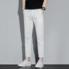 Youth Cropped Pants for Boys Fashion Student Pants Solid Color Stretch Slim Men's Casual Pants
