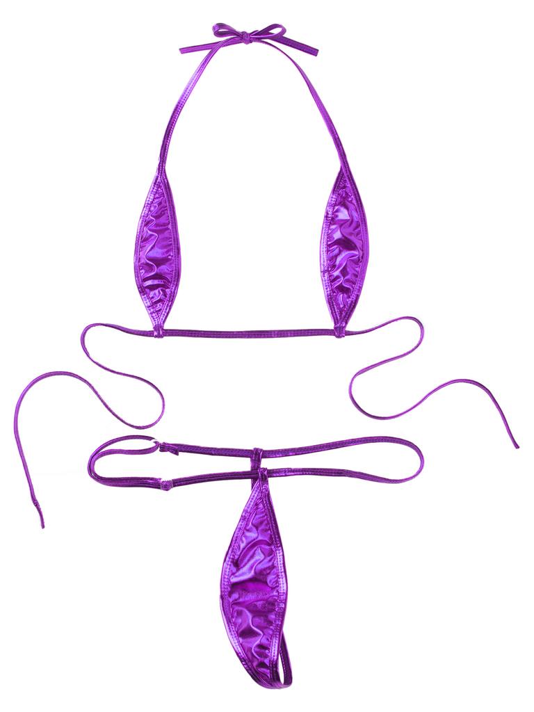 Women's Swimsuit Sexy Backless Solid Color Micro Bikini Bathing Suits for Women