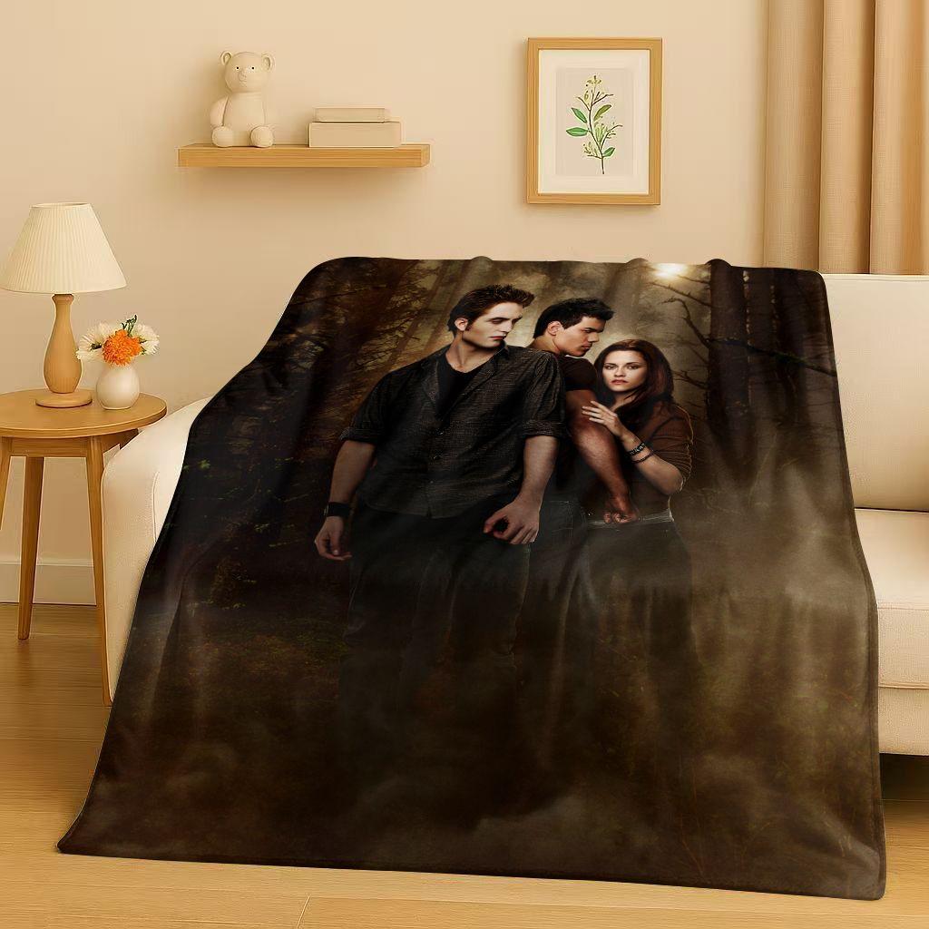 3D Twilight Saga Bella Edward Vampire Movie Flannel Blanket,Ultra Soft Warm Plush Throw for Home Bedroom Bed Sofa Cover Camping