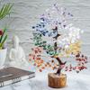 Seven Chakra Natural Healing Gemstone Crystal Bonsai Fortune Money Tree for Good Luck, Wealth, Prosperity Home Office Decor Ideal Gift, 300 Beads Wire