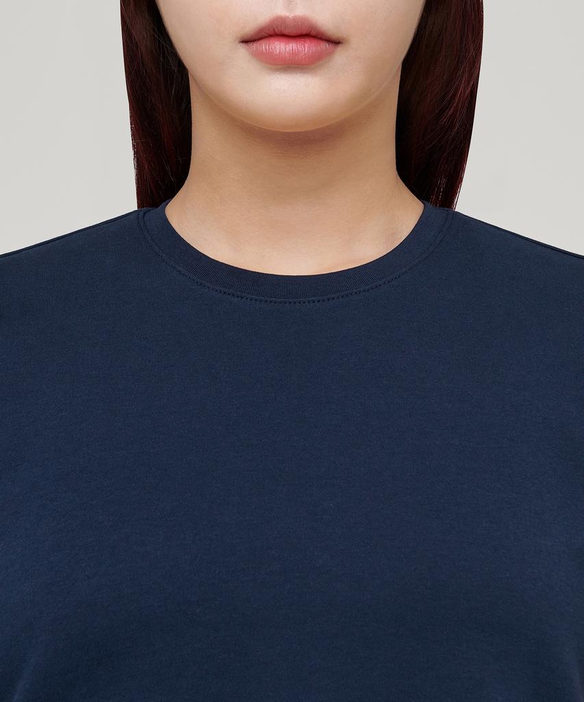 MUSINSA STANDARD WOMAN Women'S Crew Neck Crop T-Shirt [Navy]