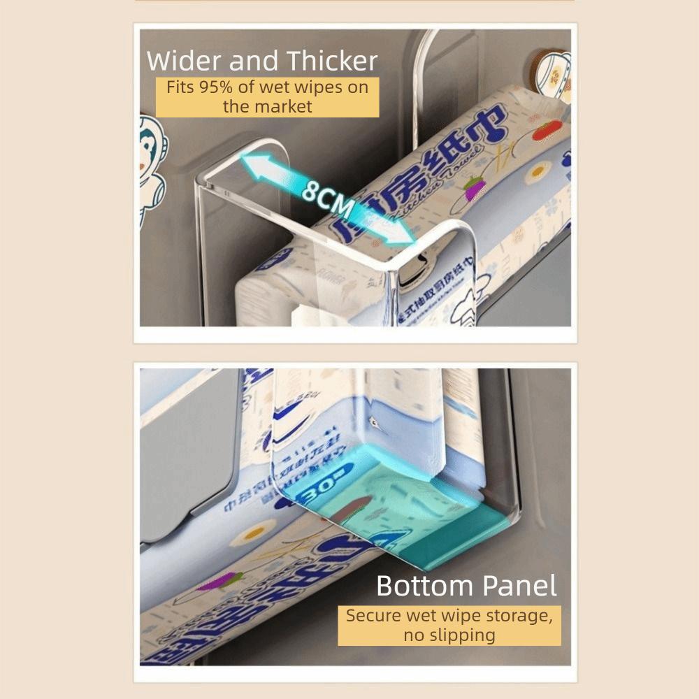 Self Adhesive Refrigerator Tissue Box Punch Free Detachable Storage Box Tissue Holder Cabinet