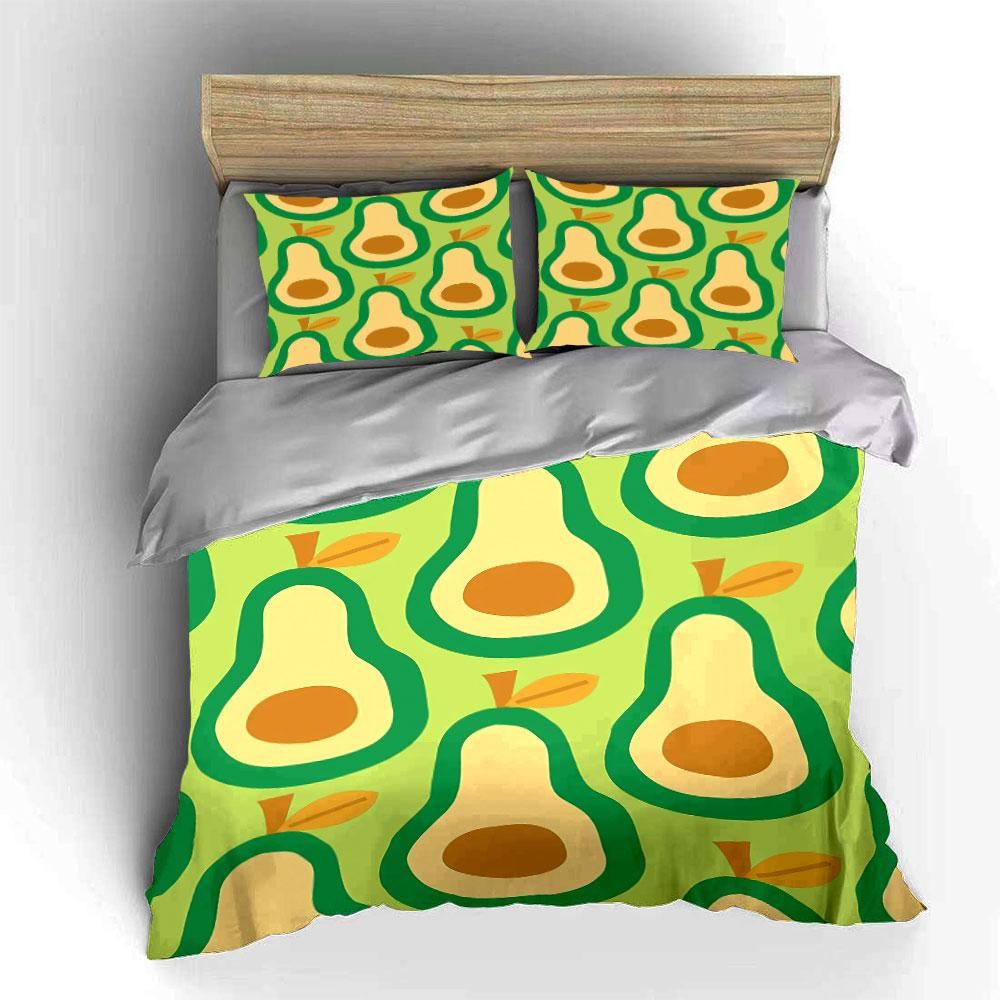 Cartoon Avocado Bedding Set Bedding Duvet Cover Set Duvet Cover Pillowcases (1 * Duvet Cover 2 * Pillowcases, without duvet insert)